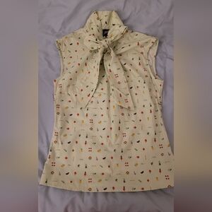 Light Green Retrolicious Bow Tie Vegetable Blouze